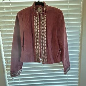 Double D Ranch Studded Jacket, size Medium, GUC, like a deep rose color